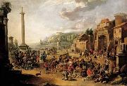 GRAFF, Anton, A market in an Italianate harbour with Diogenes in search of an honest man